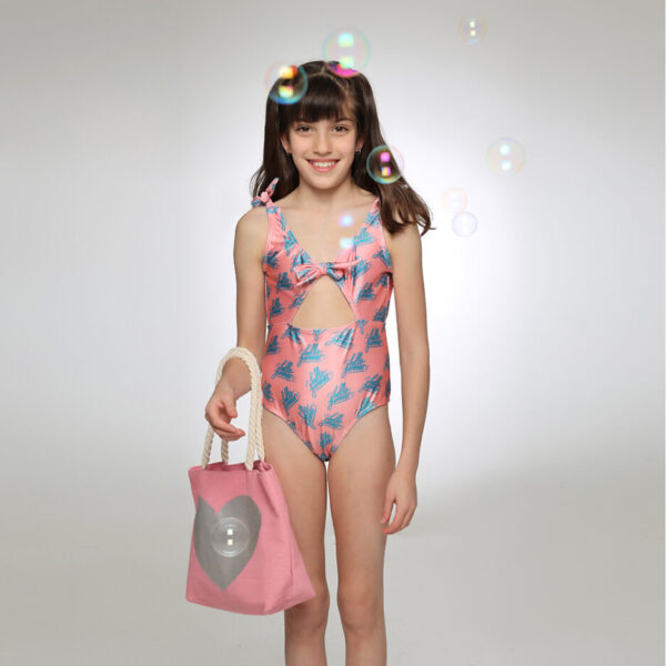 Girls’ One Piece Pink Swimsuit Hello Summer