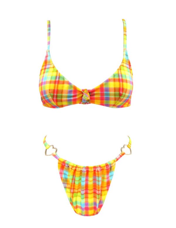 YELLOW PLAID HEARTS BIKINI