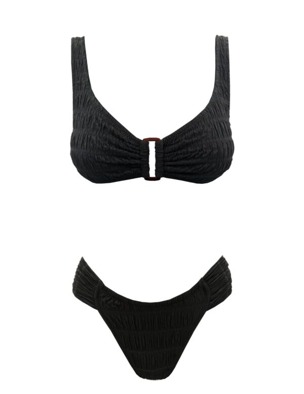 CRINKLED BLACK D CUP BIKINI