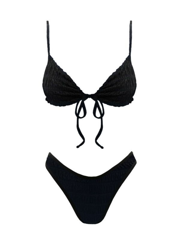 CRINKLED BLACK BRALETTE BIKINI