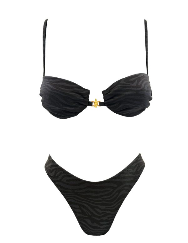 BLACK ZEBRA SNAIL WIRE BIKINI